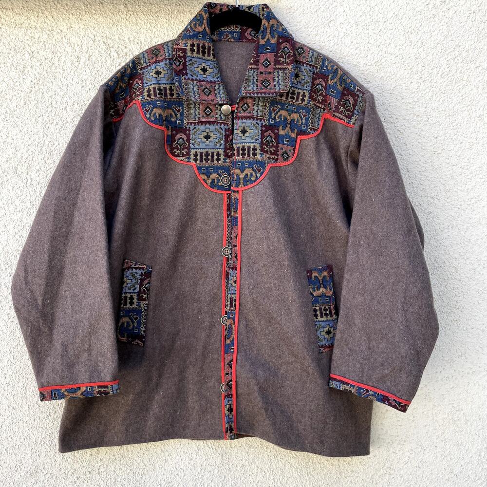 Vintage Handmade Wool Tapestry Coat Size Extra Large